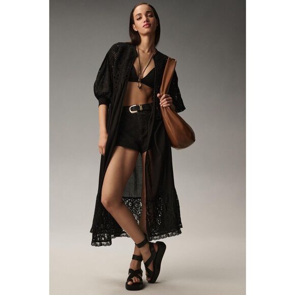 Anthropologie Mixed Lace Crochet Duster Jacket - Picture 1 of 8